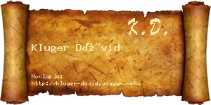 Kluger Dávid névjegykártya